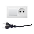 Electrical adapter with two outlet and switch. Royalty Free Stock Photo