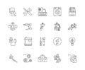 Electrical appliance repairs line icons, signs, vector set, outline illustration concept