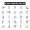 Electrical appliance retailers line icons, signs, vector set, outline illustration concept