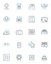 Electrical appliances linear icons set. Power , Efficiency , Voltage , Wattage , Current , Circuits , Resistor line Royalty Free Stock Photo