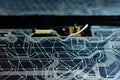 Electrical board. White conductive tracks on the board Royalty Free Stock Photo