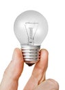 Electrical bulb in the hand isolated on transparent png Royalty Free Stock Photo