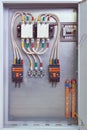 Electrical Cabinet with contactors, circuit breakers, relays and terminals Royalty Free Stock Photo