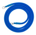 electrical cable with metal contacts insulated on white background