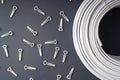 Electrical cable roll  and fasteners for wire Royalty Free Stock Photo