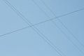 Electrical cable. wires against a blue clear sky without clouds. texture Royalty Free Stock Photo