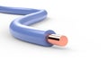 Electrical cable wires with blue insulation isolated 3d illustration
