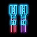 electrical cables with contacts neon glow icon illustration