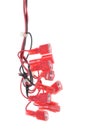 Electrical cables with red terminals Royalty Free Stock Photo