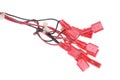 Electrical cables with red terminals Royalty Free Stock Photo