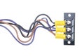 Electrical cables with terminal block Royalty Free Stock Photo