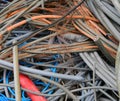 electrical cables used in the recyclable material landfill to avoid polluting the environment Royalty Free Stock Photo
