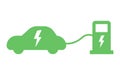 Electrical charging station sign. Electric car refueling icon symbol. Green hybrid vehicles charging point