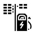 electrical charging station with solar panel glyph icon vector illustration Royalty Free Stock Photo