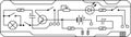 Electrical circuit of radio device resistance, transistor, diode, capacitor, inductor.