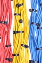 Electrical colors cables with cable ties Royalty Free Stock Photo