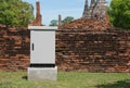 Electrical control cabinet located at ruins historical park