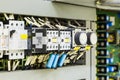 Electrical control devices in control cubicle Royalty Free Stock Photo