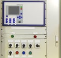 Electrical control panel with electronic devices in electrical substation Royalty Free Stock Photo