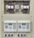 Electrical control panel with electronic devices in electrical substation Royalty Free Stock Photo