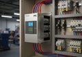 Electrical control panel featuring a power factor correction (PFC) unit. The panel includes a Royalty Free Stock Photo