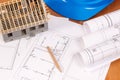 Electrical diagrams or blueprints, accessories for engineer jobs and house under construction, building home concept