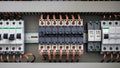 Electrical Distribution Panel with Circuit Breakers and Copper Wiring â AI Content Royalty Free Stock Photo