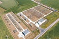 Electrical distribution substation, power lines, aerial view Royalty Free Stock Photo