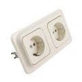 Electrical double jack socket isolated Royalty Free Stock Photo