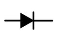 The electrical electronic symbol of a diode component white backdrop