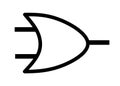 An electrical electronic symbol of an OR logic gate used in line diagram white backdrop