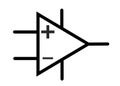 An electrical electronic symbol of an Operational Amplifier component white backdrop