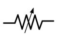 An electrical electronic symbol of a Variable Resistor component white backdrop