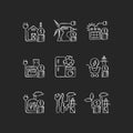 Electrical energy cost chalk white icons set on dark background Royalty Free Stock Photo