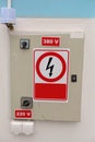 Electrical energy distribution substation. High-voltage. Royalty Free Stock Photo