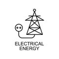 electrical energy outline icon. Element of enviroment protection icon with name for mobile concept and web apps. Thin line Royalty Free Stock Photo