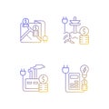 Electrical energy purchase expense linear icons set