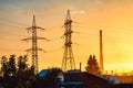 Electric tower sunset Royalty Free Stock Photo