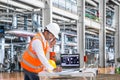 Electrical engineer working at control room of powerhouse Royalty Free Stock Photo