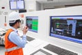 Electrical engineer working at control room of thermal power Royalty Free Stock Photo