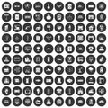 100 electrical engineering icons set black circle Royalty Free Stock Photo