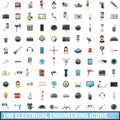 100 electrical engineering icons set, cartoon Royalty Free Stock Photo