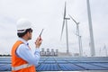 Electrical engineers working at wind turbine power generator