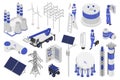 Electrical equipment isometric elements constructor mega set. Vector illustration Royalty Free Stock Photo