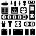 Electrical equipment monochrome collection of symbols