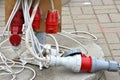 Electrical extension cord with plugs Royalty Free Stock Photo