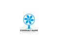 Electrical fan, ventilator, blower and blowhole with wave cool wind logo design