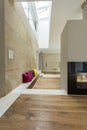 Electrical fireplace in spacious interior