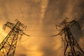 Electrical Grid and Transmission Line at Dusk. Royalty Free Stock Photo