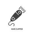 Electrical hair clipper glyph icon. Equipment for hair salon and home. Barbershop device. Vector illustration